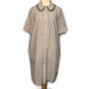 Baum Und Pferdgarten Multi Plaid Stripe Peter Pan Collar Buttoned Shirt Dress 36